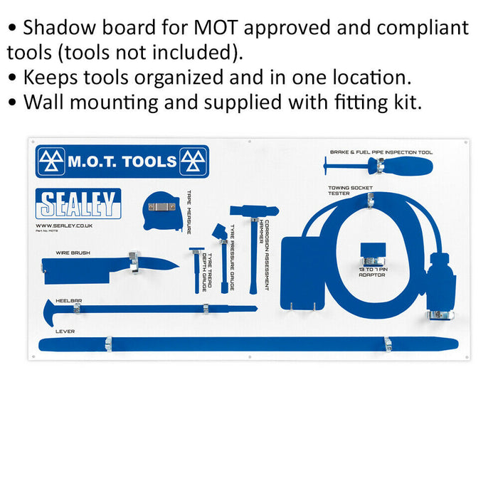 MOT Tool Board - Tool Organisation Rack - Wall Mounted - Tools Not Included Loops
