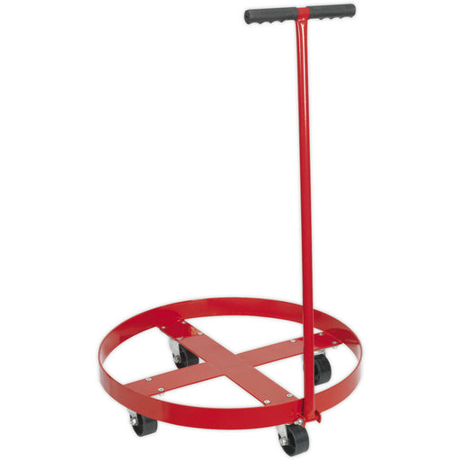 205L Oil Drum Dolly with Handle - Four Large Diameter Metal Castors - Drum Mover Loops