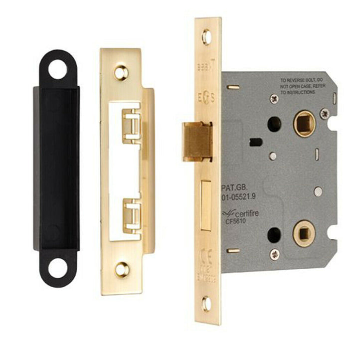 Door Handle & Bathroom Lock Pack Satin Brass Knurled Lever Turn Backplate Loops