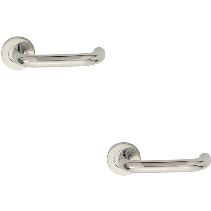 2x PAIR 19mm Round Bar Safety Handle on Round Rose Concealed Fix Polished Steel Loops