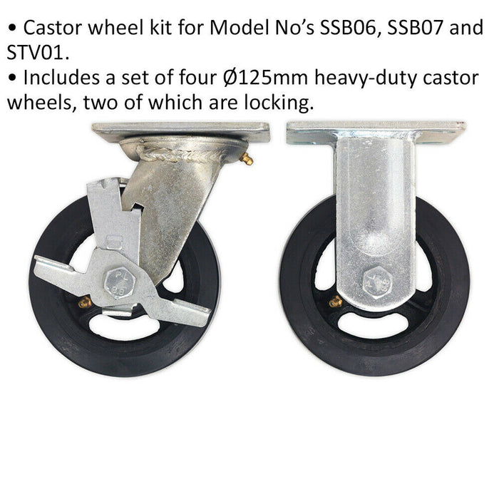 Castor Wheel Kit - Suitable For ys09539 ys09540 & ys09725 Tool Storage Chests Loops