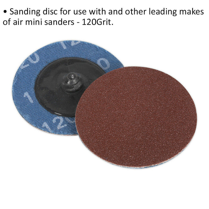 10 PACK - 50mm Quick Change Mini Sanding Discs - 120 Grit Aluminium Oxide Sheet Loops