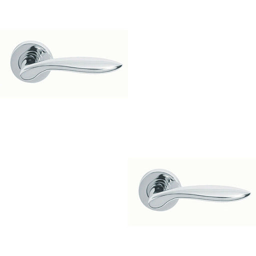 2x PAIR Smooth Ergonomic Handle on Round Rose Concealed Fix Polished Chrome Loops