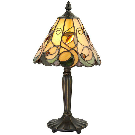 Tiffany Glass Table Lamp Light Dark Bronze & Amber Bead Art Nouveau Shade i00209 Loops