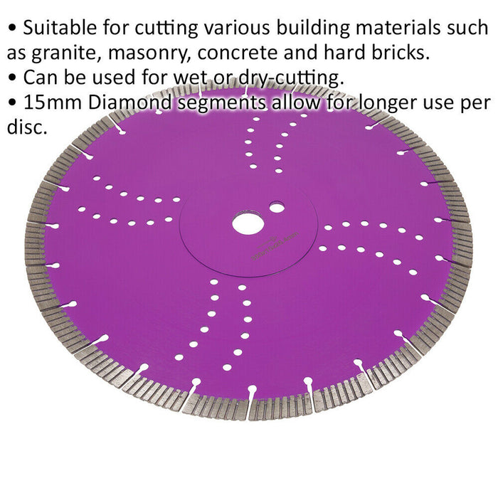 Multipurpose Wet & Dry Cutting Disc - 350mm Diameter - Diamond Segments Loops