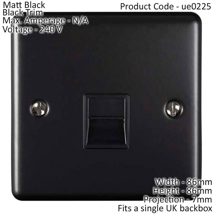 BT Master Single Telephone Socket MATT BLACK & Black PSTN Line Wall Face Plate Loops