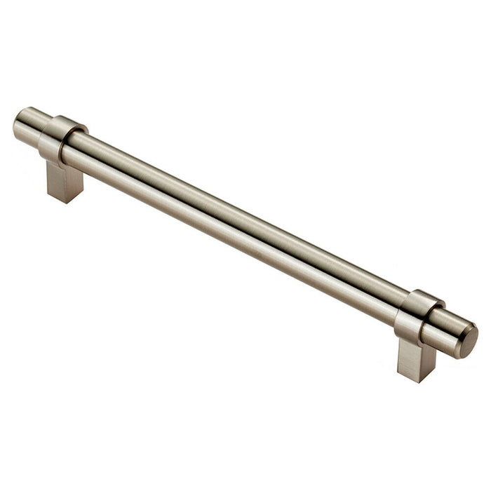 2x Round T Bar Cabinet Pull Handle 200 x 14mm 160mm Fixing Centres Satin Nickel Loops