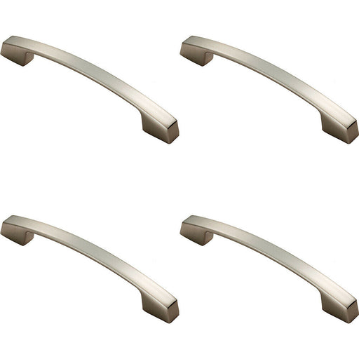4x Curved Bridge Pull Handle 169 x 14mm 128mm Fixing Centres Satin Nickel Loops