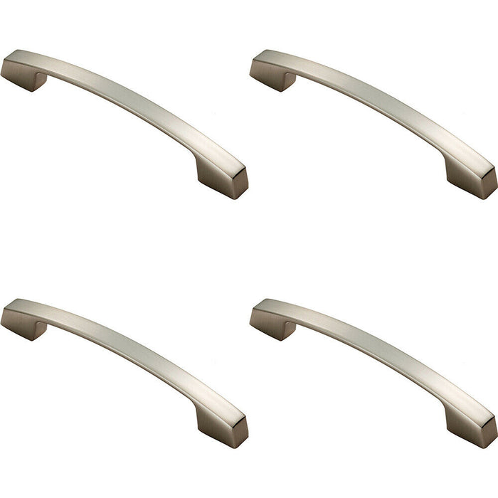 4x Curved Bridge Pull Handle 169 x 14mm 128mm Fixing Centres Satin Nickel Loops