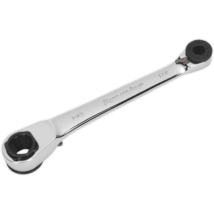 120mm Reversible Ratchet Spanner - 1/4" Hex x 10mm Hex - 72-Tooth Ratchet Action Loops