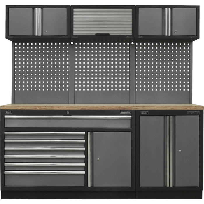 Garage Storage System Unit - 2040 x 460 x 2000mm - 36mm Pressed Wood Worktop Loops