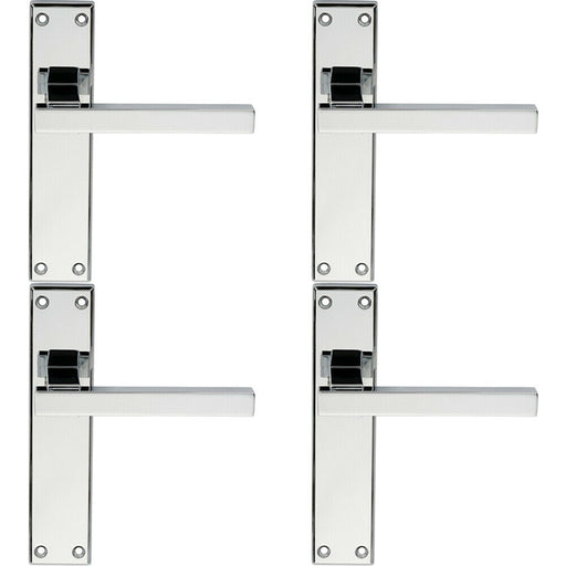 4x PAIR Straight Square Handle on Latch Backplate 180 x 40mm Polished Chrome Loops