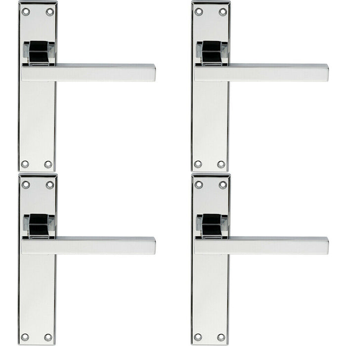 4x PAIR Straight Square Handle on Latch Backplate 180 x 40mm Polished Chrome Loops