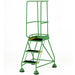 3 Tread Mobile Warehouse Steps & Guardrail GREEN 1.7m Portable Safety Stairs Loops