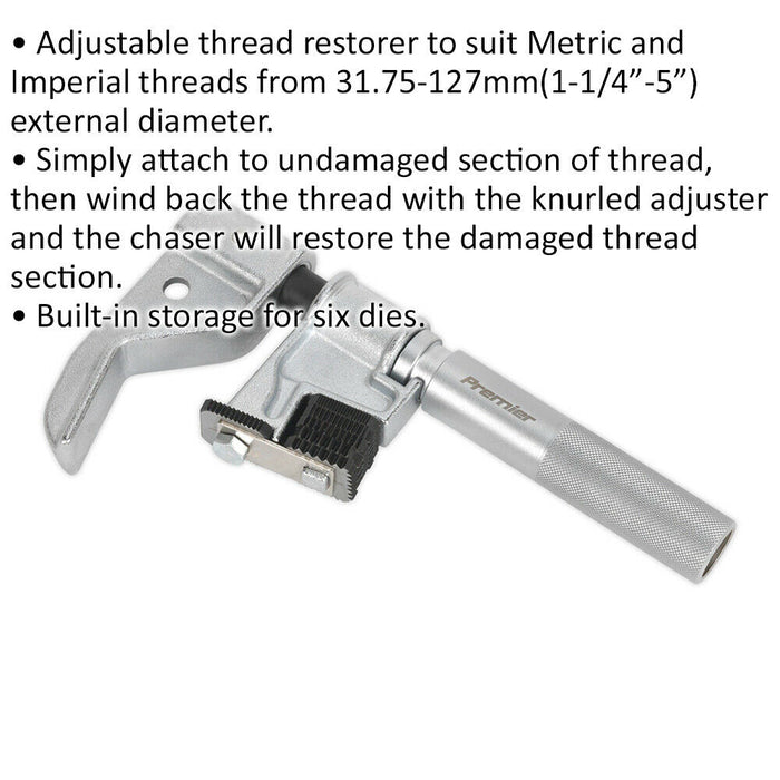 Metric & Imperial Adjustable Screw / Bolt Thread Restorer Tool - Damaged Threads Loops