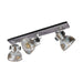 Adjustable 3 Bulb Ceiling Spotlight Wood & Raw Industrial Steel Shade 40W E27 Loops