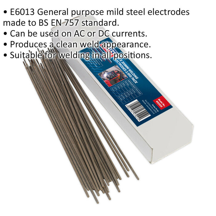 2.5kg PACK - Mild Steel Welding Electrodes - 2 x 300mm - 40 to 60A Currents Loops