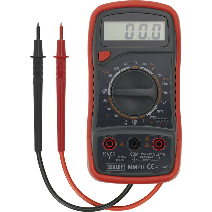 8 Function Digital Multimeter with Thermocouple - Leads & Probes - Heavy Duty Loops