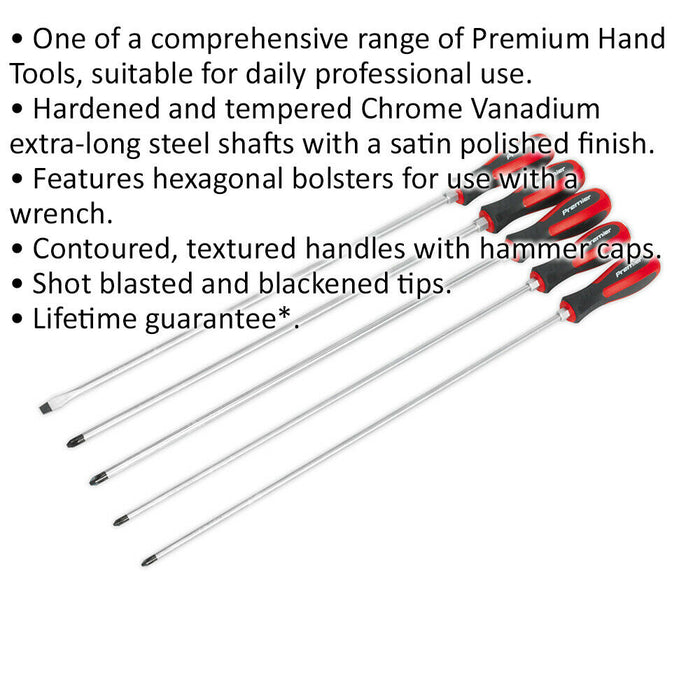 5 PACK Hammer Through Screwdriver Set - 450mm EXTRA LONG Hammer Strike Caps Loops