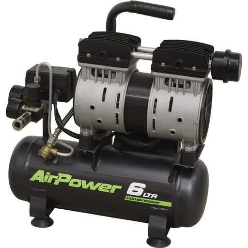 6 Litre Direct Drive Air Compressor - Low Noise - Automatic Pressure Cut-Out Loops