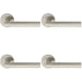 4x PAIR Straight Mitred Bar Handle on Round Rose Concealed Fix Satin Steel Loops