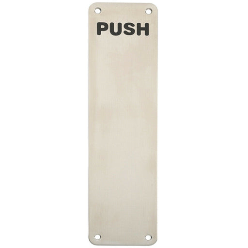 Push Engraved Door Finger Plate 300 x 75mm Satin Stainless Steel Push Plate Loops