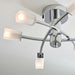 Semi Flush Ceiling Light Chrome & Glass 6 Bulb Square Shade Dimmable Pendant Loops