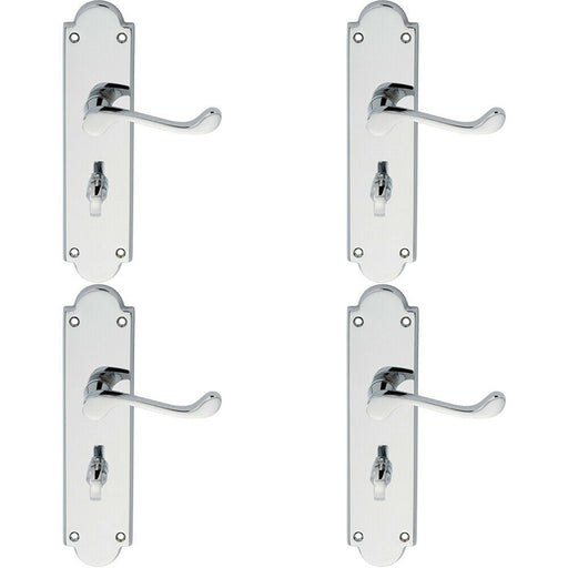 4x PAIR Victorian Scroll Lever on Bathroom Backplate 205 x 49mm Polished Chrome Loops