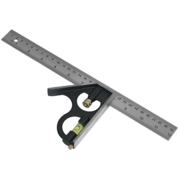 300mm Adjustable Combination Square - Steel Blade - Dual Marked - Woodworking Loops