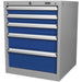 5 Drawer Industrial Cabinet - High Quality Lock - Heavy Duty Drawer Slides Loops