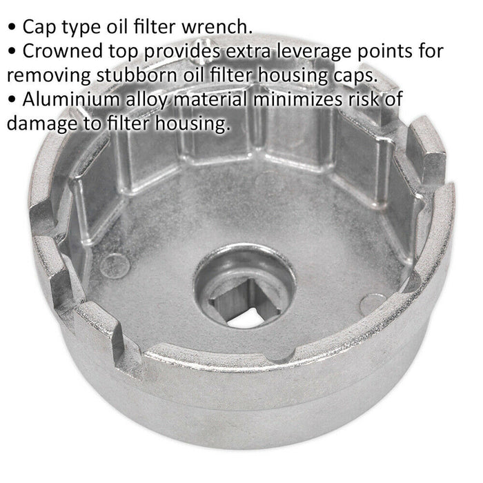64.5mm Oil Filter Cap Wrench - 3/8" Sq Drive - Aluminium Alloy - For Toyota Loops
