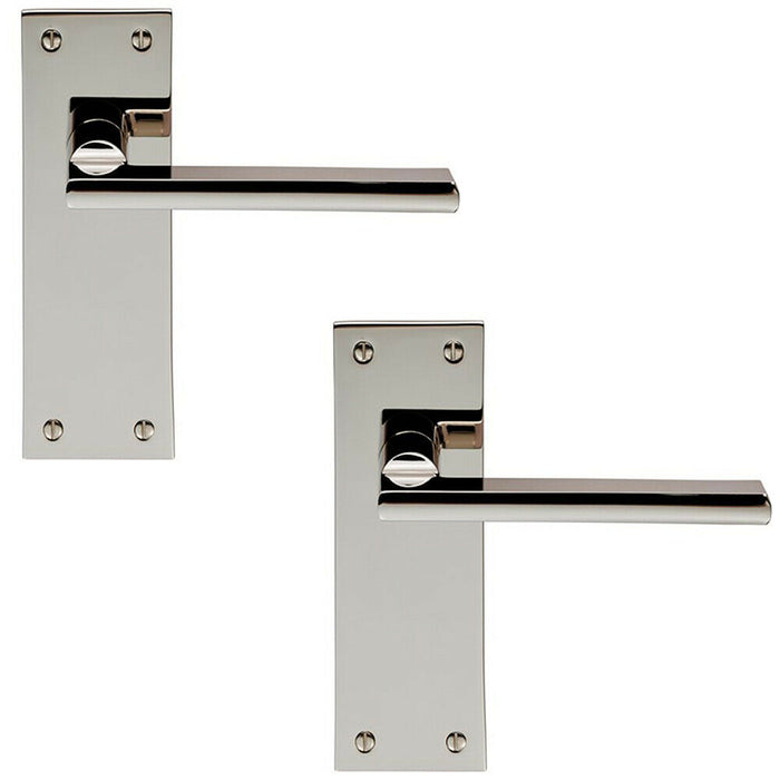 2x PAIR Straight Bar Handle on Slim Latch Backplate 150 x 50mm Polished Nickel Loops