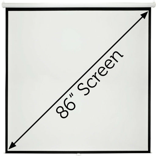 86" Manual Pull Down Projector Screen 4:3 Wall Ceiling Mount Home Movie Cinema Loops