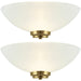 2 PACK Dimmable LED Wall Light Antique Brass White Pattern Glass Shade Dome Lamp Loops