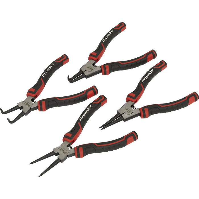 4 Piece 180mm Circlip Pliers Set - Spring Loaded Jaws - Forged  Non-Slip Tips Loops