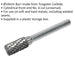10mm Tungsten Carbide Rotary Burr Bit - Cylindrical Front End Cut - Engraving Loops