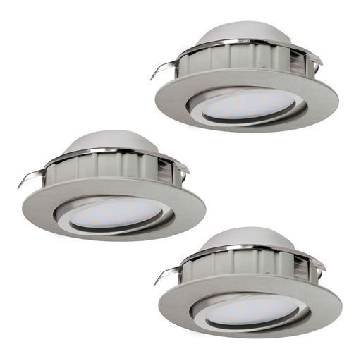 3 PACK Flush Ceiling Downlight Satin Nickel Plastic 6W Built in LED Loops