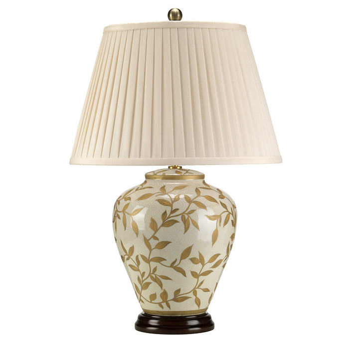 Table Lamp Chinese Brown Gold Cream Crackle Gaze Cream Pleated Shade LED E27 60W Loops