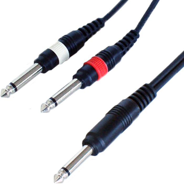PRO 1.2m 6.35mm Mono Y Splitter Cable *2x Guitar into 1 Amp* Audio Combiner Lead Loops