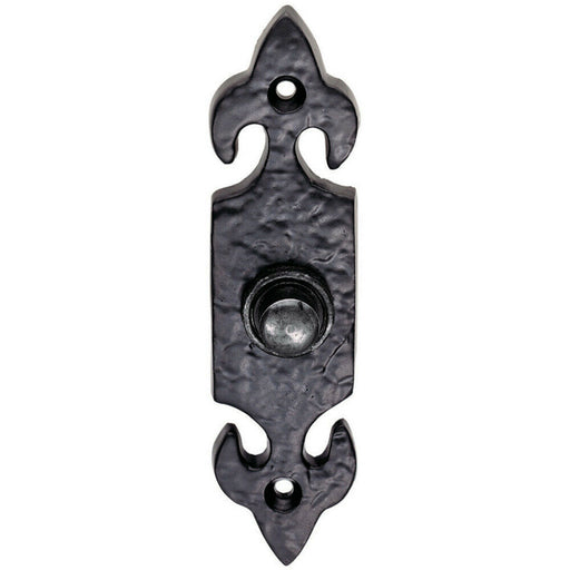Decorative Door Bell Cover Black Antique 120 x 30mm Traditional Hammered Loops