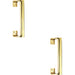 2x Cranked Oval Grip Door Pull Handle 225mm Length 46.5mm Proj Polished Brass Loops