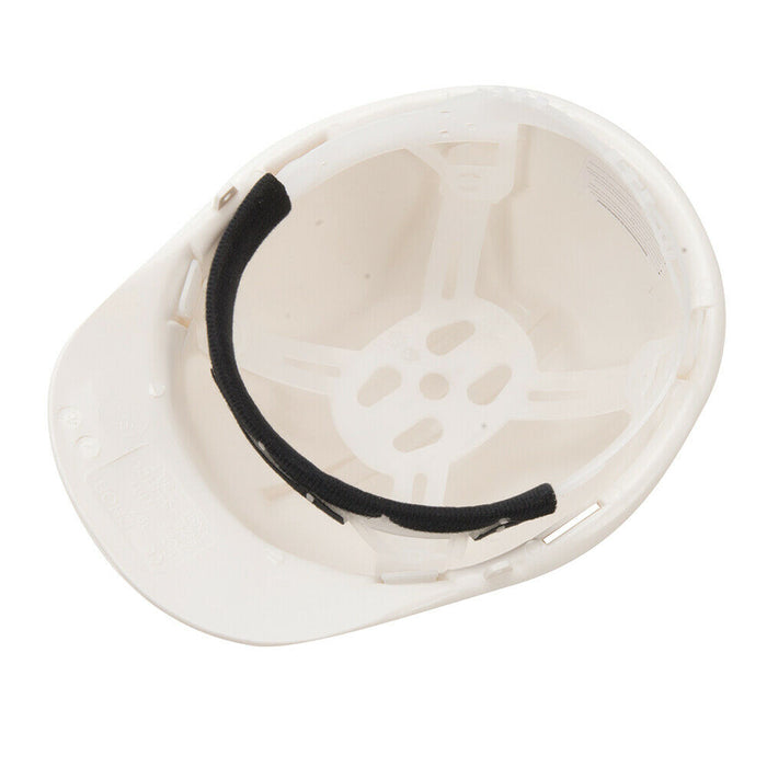 White Safety Adjustable Hard Hat Protection Building Work Site Builders Loops