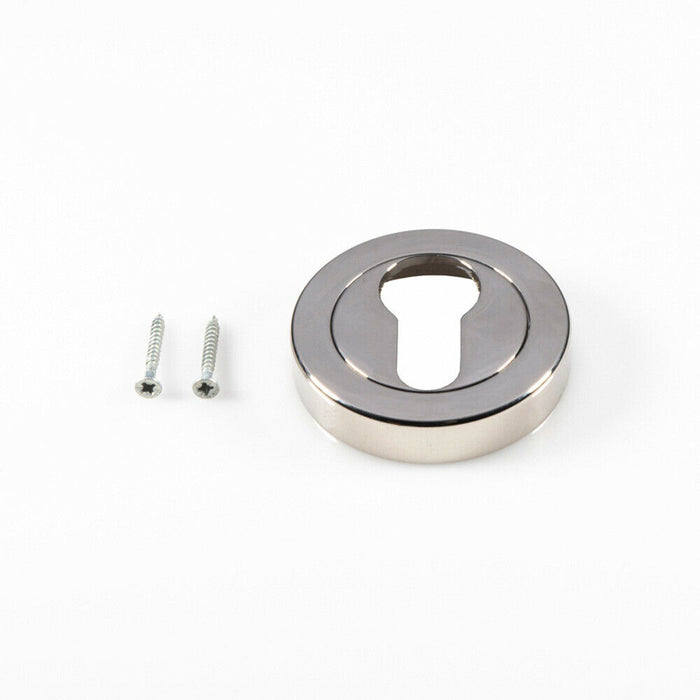 50mm Euro Profile Round Escutcheon Concealed Fix Polished Nickel Keyhole Cover Loops