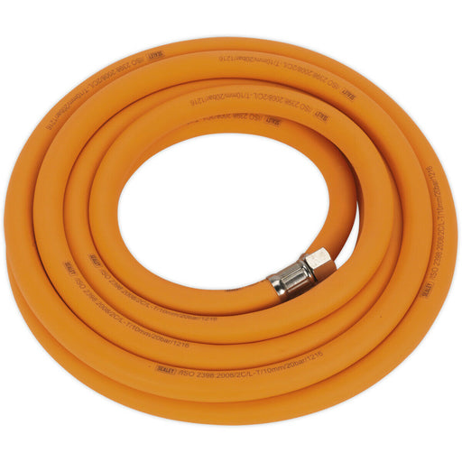 High-Visibility Hybrid Air Hose with 1/4 Inch BSP Unions - 5 Metres - 10mm Bore Loops