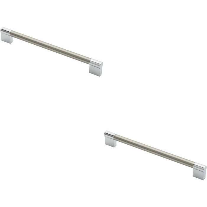 2x Keyhole Bar Pull Handle 236 x 14mm 224mm Fixing Centres Satin Nickel & Chrome Loops