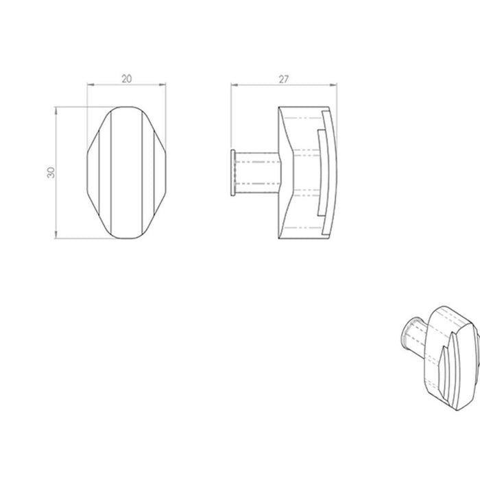 Square Cabinet Door Knob Geometric Design 30 x 20mm Satin Nickel Loops