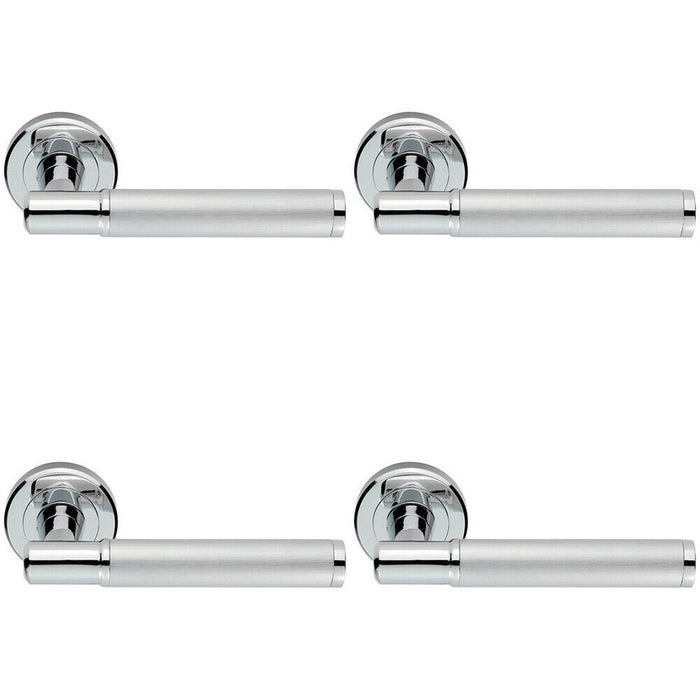 4x Door Handle Lever on Concealed Round Rose Polished Chrome Satin Chrome Loops