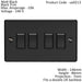 4 Gang Quad Light Switch MATT BLACK 2 Way 10A Black Trim & Metal Rocker Loops