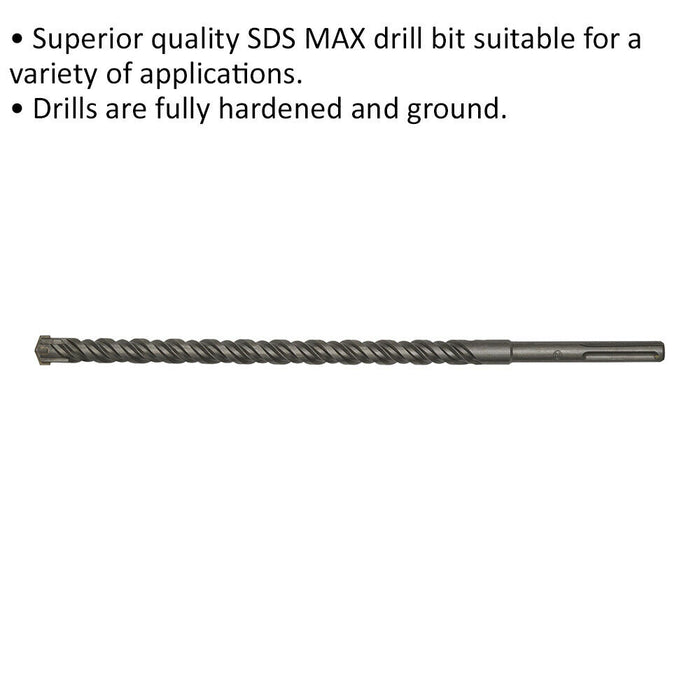 25 x 520mm SDS Max Drill Bit - Fully Hardened & Ground - Masonry Drilling Loops