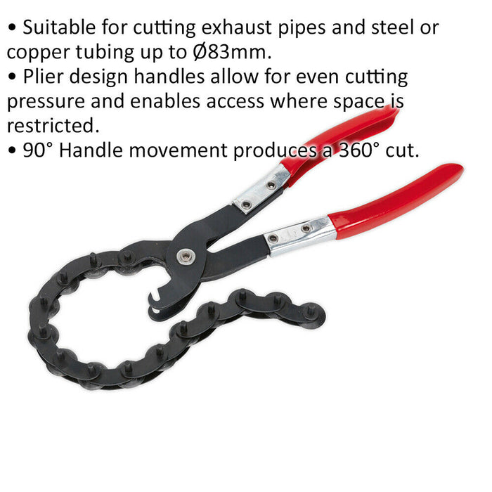 Exhaust Pipe Cutter Pliers - 83mm Cutting Capacity - Steel & Copper Tubing Loops